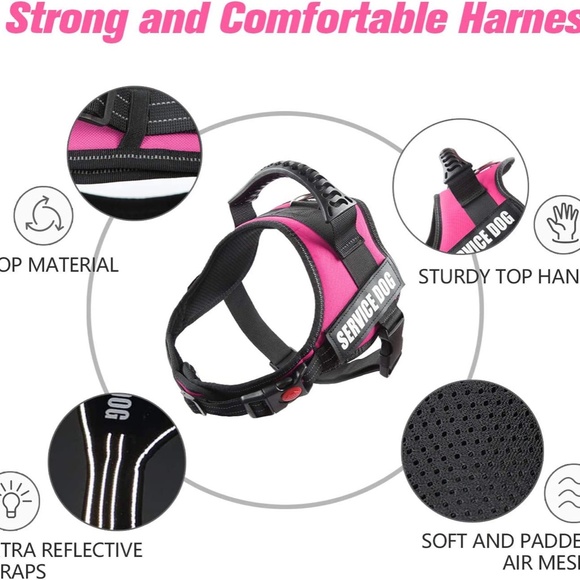 Pawshoppie Real Reflective Pink Service Dog Vest Harness size Large - Picture 11 of 12